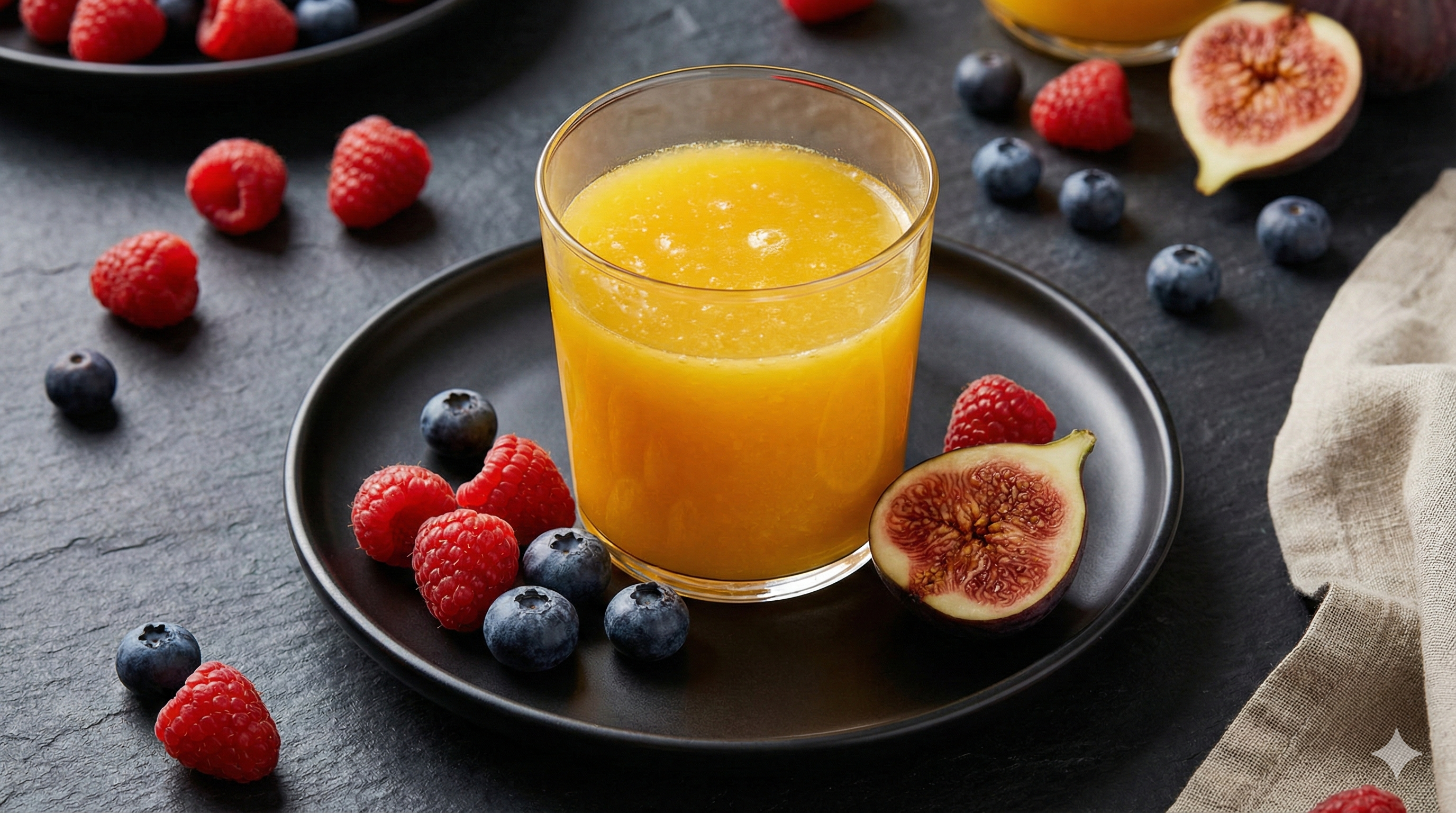 Jugo de naranja con frutos rojos