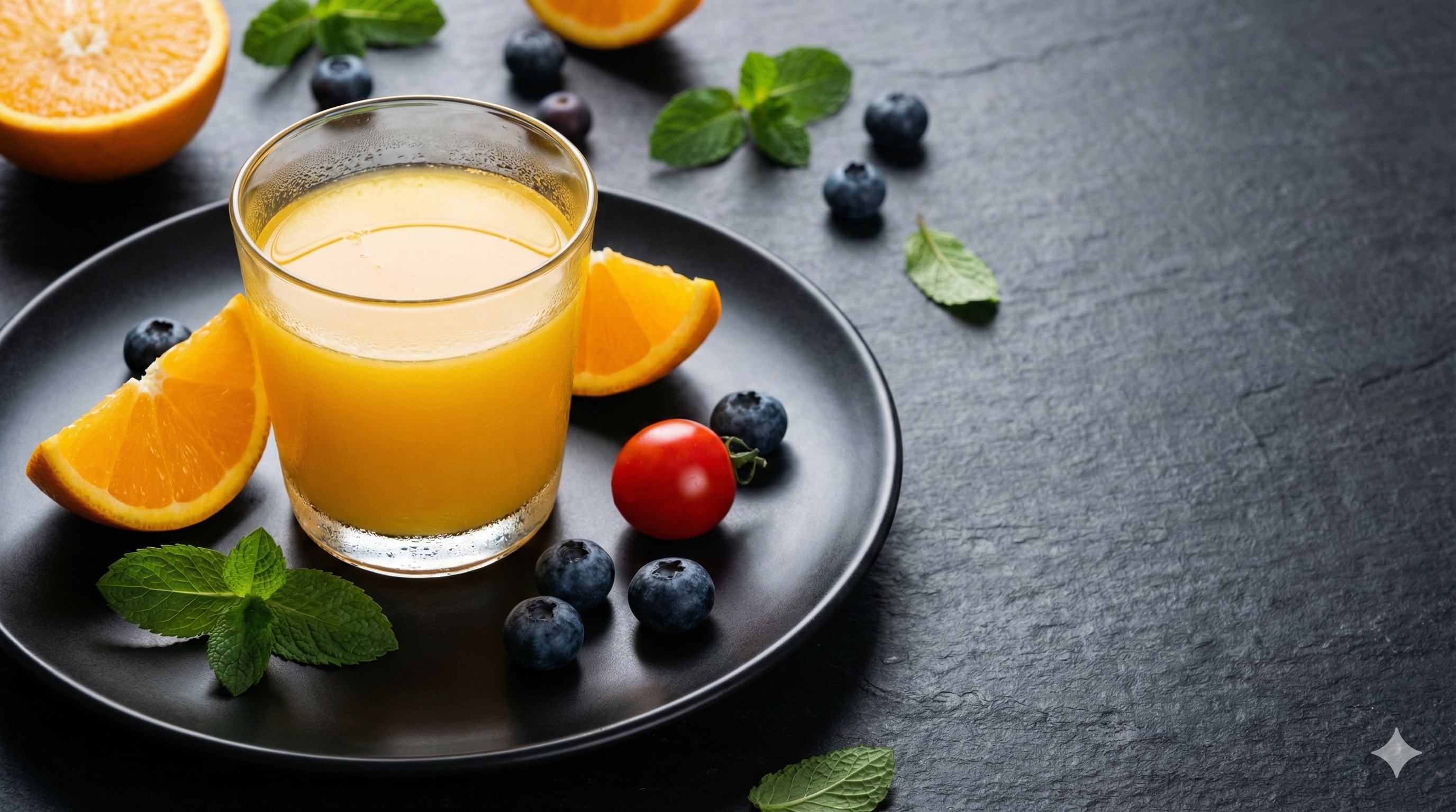Jugo de naranja con gajos